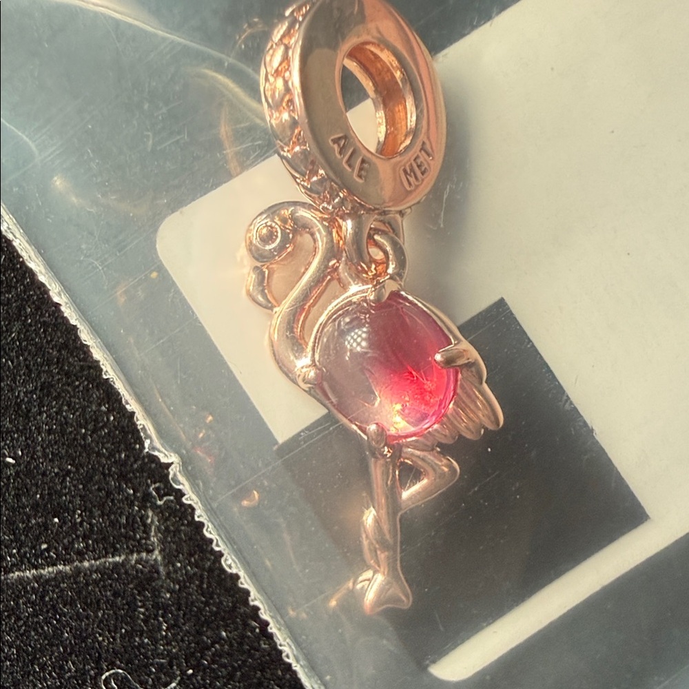 Pandora Murano Glass Flamingo Dangle Charm - Picture 4 of 5